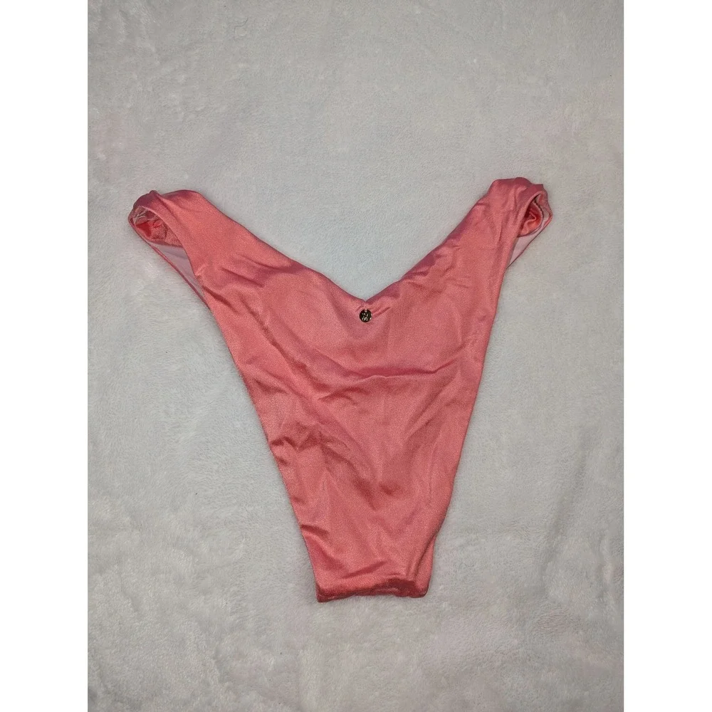 Victoria's Secret Pink Shimmer‎ V-Front High Cut Brazilian Bikini Bottom Medium